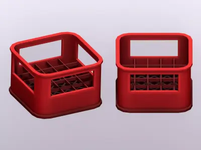 Stylized Bottle Plastic Crate Free low-poly 3D model