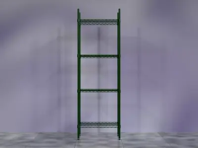 Wire Shelves - 24 inches X 14 inches X 72 inches in green epoxy Low-poly 3D model