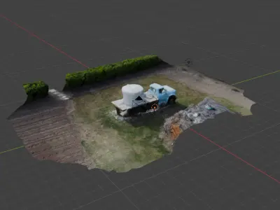 3D Model  Abandoned Truck with Water Tank on Flatbed 3D print model