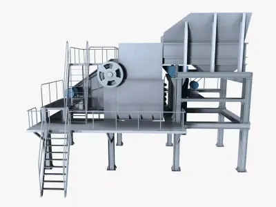 Industrial Shredder Machine Low-poly 3D model