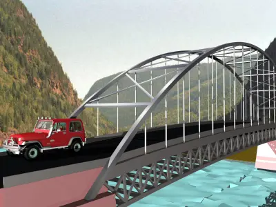 Suspension Bridge Jeep Free 3D model