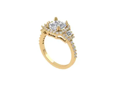 Asscher Art Deco Ring 3D print model shop