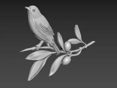 Olive Branch with bird 3D model