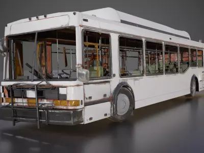 Realistic Old City Bus Low-poly 3D model