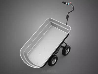 MOTORIZED PLASTIC BIN TUB TRAY GARDEN UTILITY CART WAGON TROLLEY 3D model