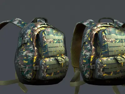 Backpack military combat Black baggage bag luggage Low-poly 3D model order