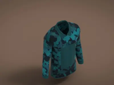 Military Outfit - T-shirt Low-poly 3D model 9