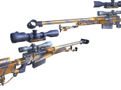 33-aw50-gun model 3d game ready model Low-poly 3D model Low-poly 3D model