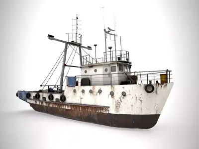 Old Vessel Ship  Low-poly 3D model