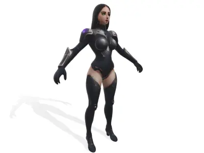 Eclipse Vanguard the Cyborg Female Warrior Low-poly 3D model