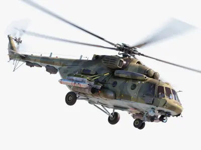 Mi-117 - Mi-17 Russian Military Helicopter with 4 skins 3D model