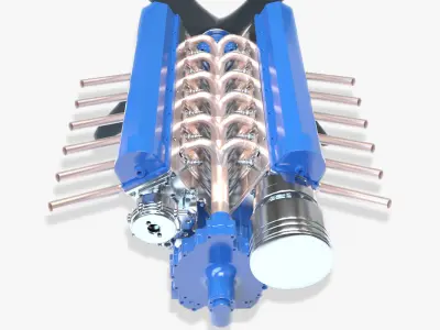 V12 aviation engine 3D model