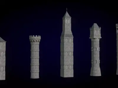 Medieval Modular Tower Pack Low-poly 3D model
