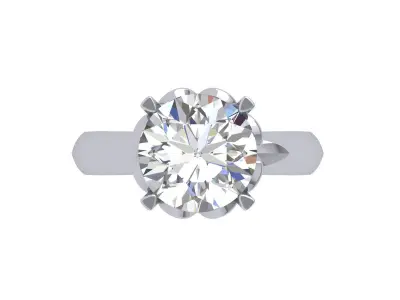 Solitaire Engagement Art Deco Ring 3D print model 42