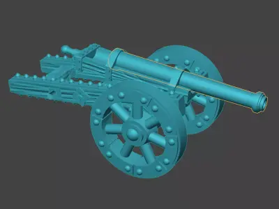 Stylized wheeled cannon figurine 3D print model purchase