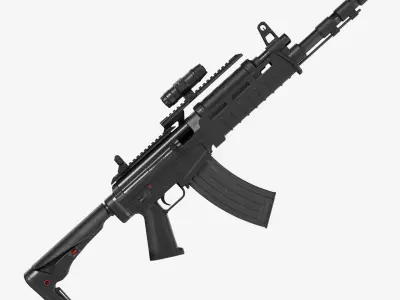 Assault rifle - Rigged 3D model