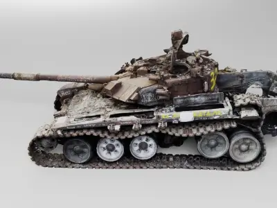 Russian T-90 tank destroyed by Ukrainian army  3D model