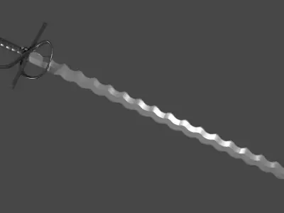 Flamberge sword Low-poly 3D model purchase