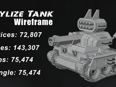 Stylized Tank Blender Asset Low-poly 3D model