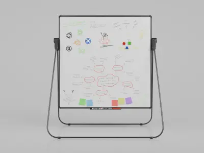 Customizable U-Stand Whiteboard Square Writing Board Low-poly 3D model