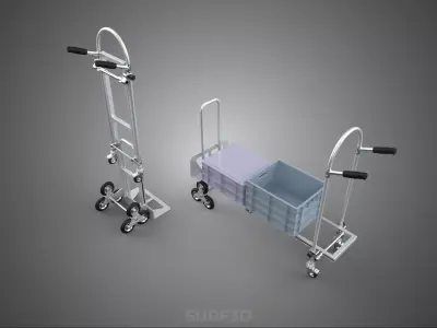 CONVERTIBLE HAND TRUCK STEEL CRATE STAIR CLIMBING CLIMBER CLIMB 3D model