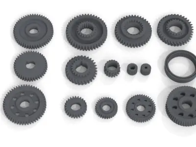 Gears set Gear 3D model Low-poly 3D model