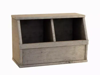 Wooden Storage Bin 02 Low-poly 3D model