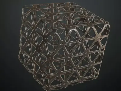 Triangular Geometric Metal Mesh Plate PBR Seamless Texture