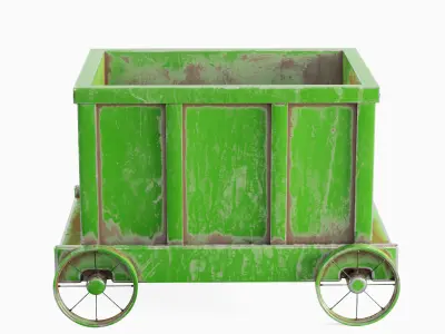 Old Mining Trolley 03 Low-poly 3D model