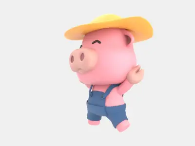 Cute Pig 3D Illustration 3D model 3