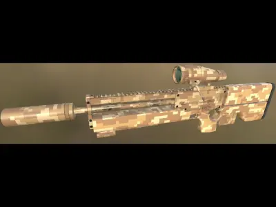 WD3000 Sniper Rifle Low-poly 3D model