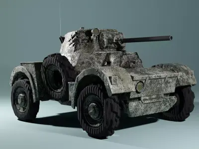 Daimler WW2 Armored Car Game Ready Low-poly 3D model
