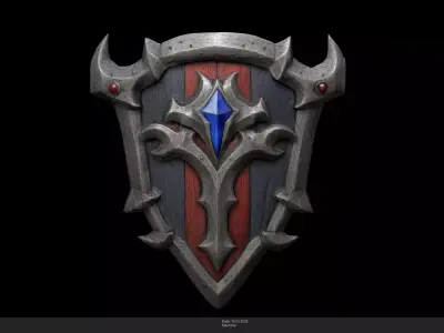 Stylized Knights Shield Game Ready - AI Low-poly 3D model
