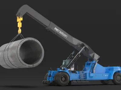 Mobile Reachstacker Nielsen NCN 180TH Lifting Concrete Pipe 3D model