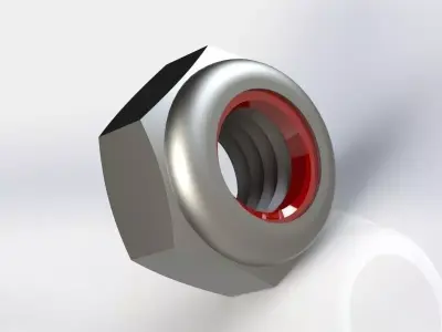 Porca sextavada auto travante M6 Self locking hex nut M6 Free 3D model