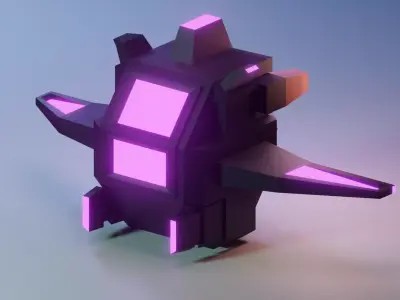 Stylized Sci-Fi Spaceship Low-poly 3D model purchase