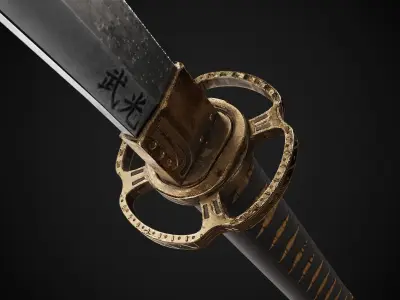 katana samurai sword Low-poly 3D model buy