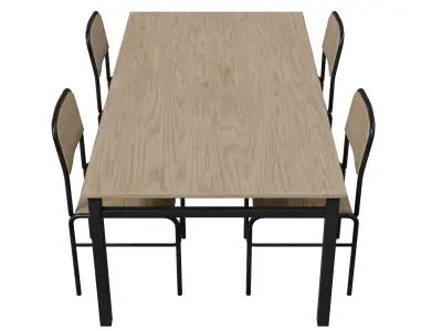 Military dining hall table and chair Low-poly 3D model