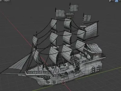 Pirate Ship Low-poly 3D model