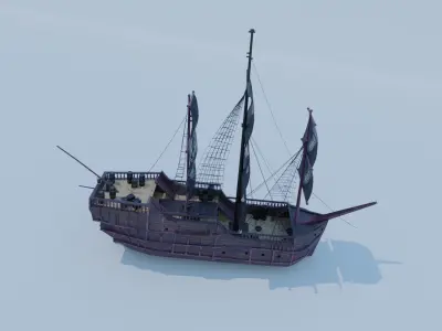 Sea Pirate Ship 3D model -  Low-poly 3D model Low-poly 3D model