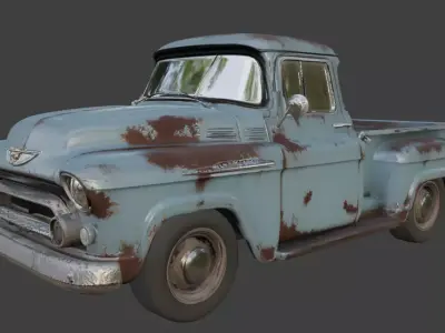 Vintage Rusty Pickup Truck 3D Model 3D model 19
