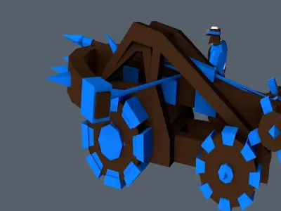 Ballista armored vehicle with wheels Low-poly 3D model
