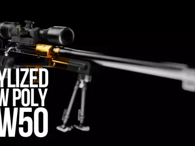  Low Poly AW50 Snipe Rifle Low-poly 3D model