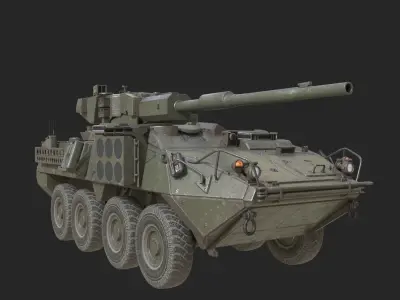 3 coatings of USA M1128 STRYKER Mobile Gun System MSG Low-poly 3D model