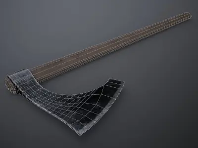 Viking Axe Low-poly 3D model 11
