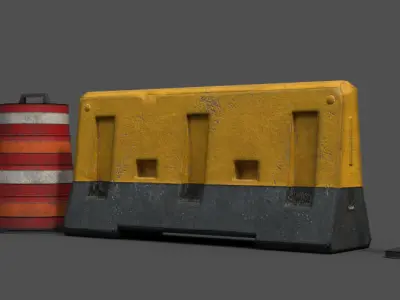 Barrier traffic cones and cones Low-poly 3D model