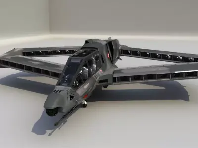 eVTOL Attack Aircraft K21-Concept Design Low-poly 3D model