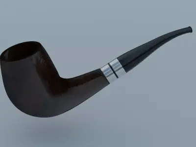Smoking Pipe Half-Bent Wood 3D model
