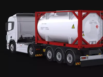 Euro Truck and ISO 20 Tanker Trailer 3D model