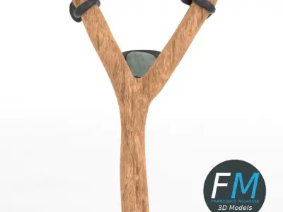 Slingshot 2 wooden stick 3D model